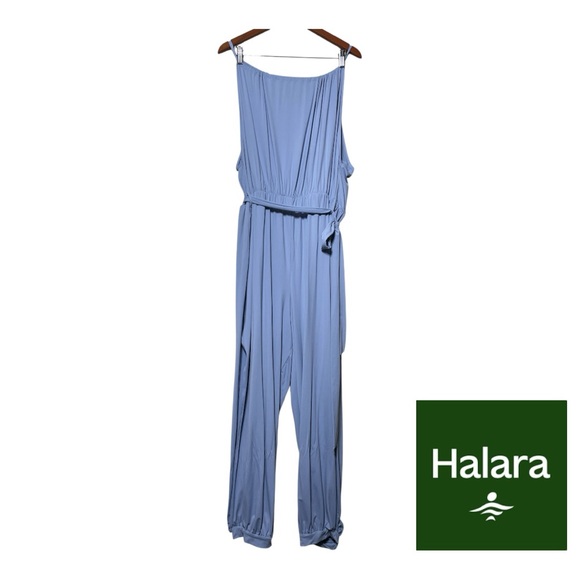HALARA Sleeveless Tie Back Belted Pocket Cut Out Cool Touch Plus Size Jumpsuit - Picture 2 of 7